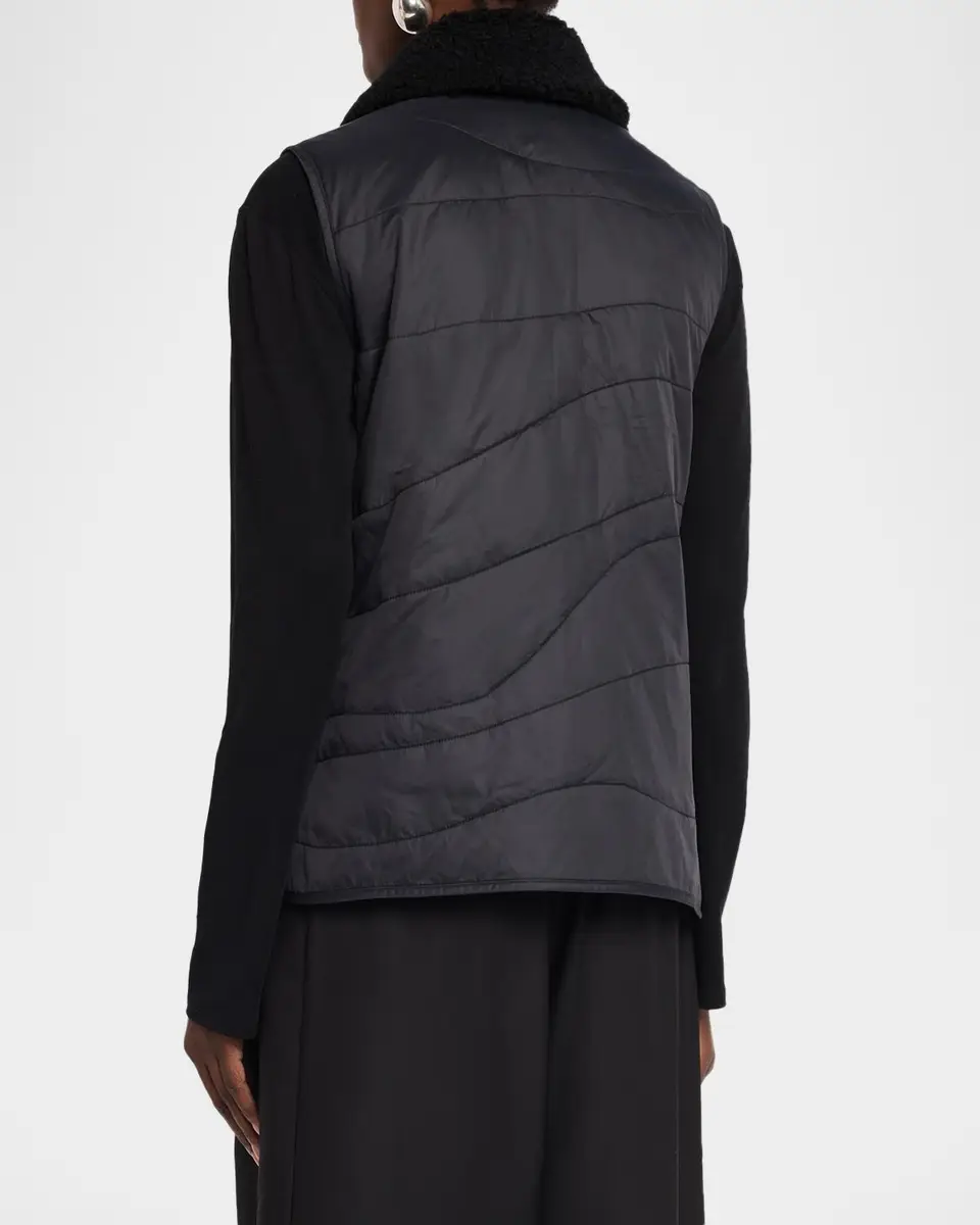 Eileen Fisher Quilted Fleece-Trim Vest | Thumbnail 3 Eileen Fisher Quilted Fleece-Trim Vest | Thumbnail 3