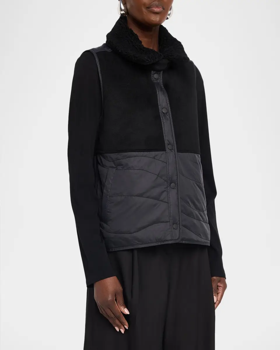 Eileen Fisher Quilted Fleece-Trim Vest | Thumbnail 4 Eileen Fisher Quilted Fleece-Trim Vest | Thumbnail 4