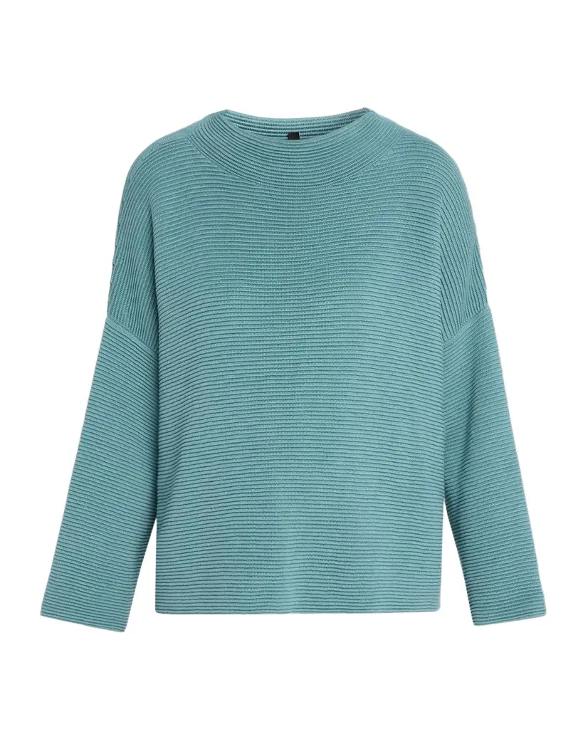 Ribbed Funnel-Neck Sweater