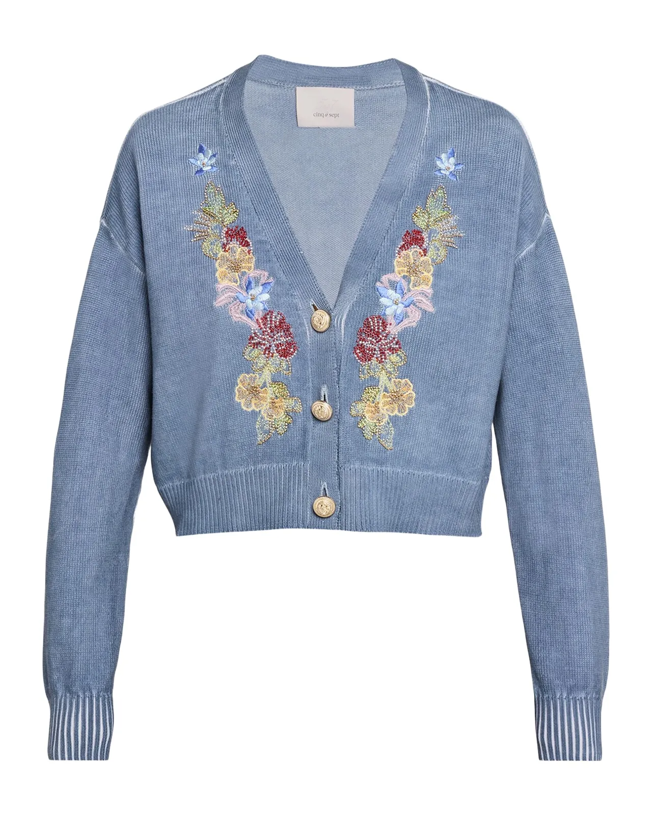 Lita Floral Embroidered Cropped Cardigan Lita Floral Embroidered Cropped Cardigan
