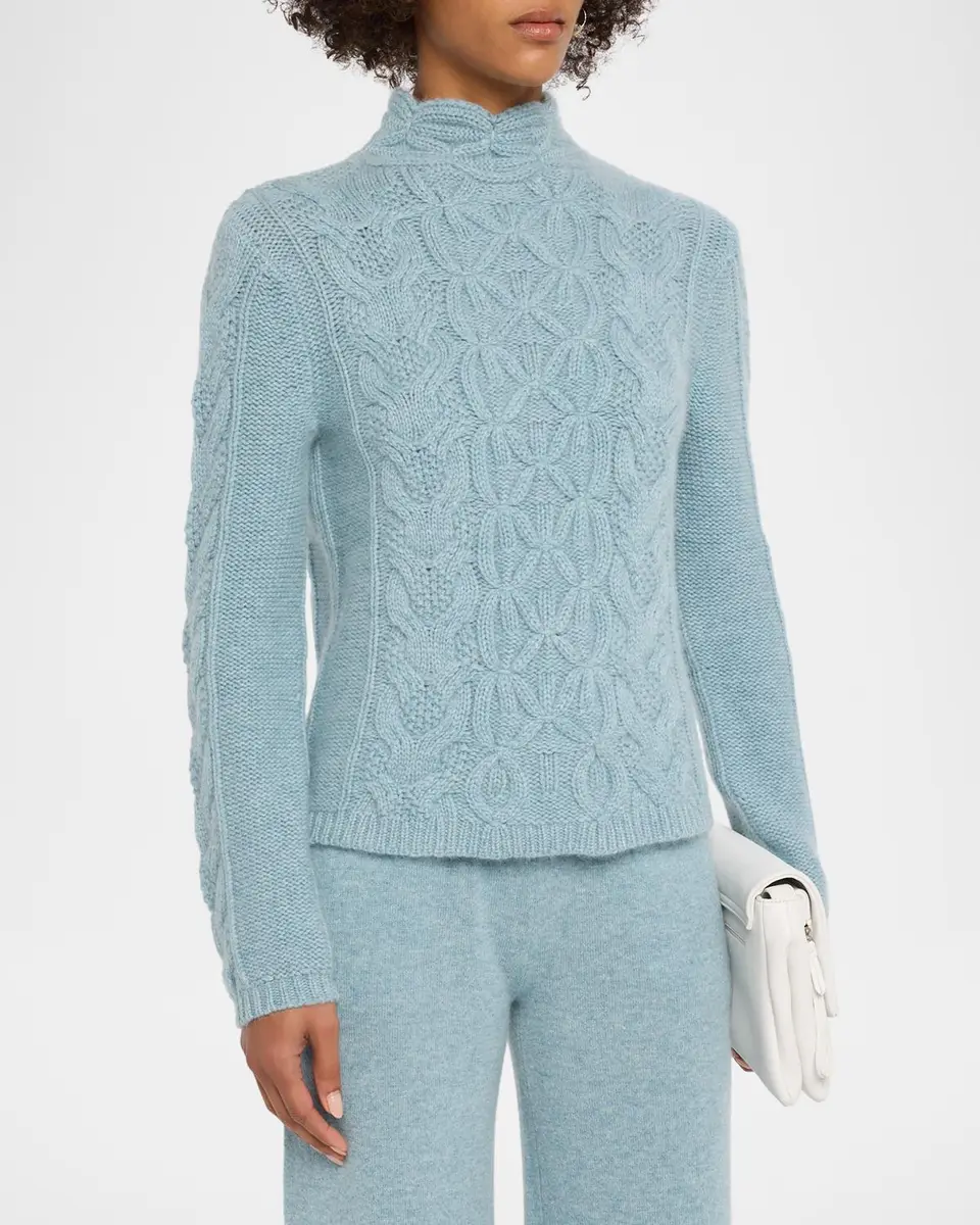 TSE Cashmere Cashmere Mixed Cable-Knit Mock-Neck Sweater | Thumbnail 4 TSE Cashmere Cashmere Mixed Cable-Knit Mock-Neck Sweater | Thumbnail 4