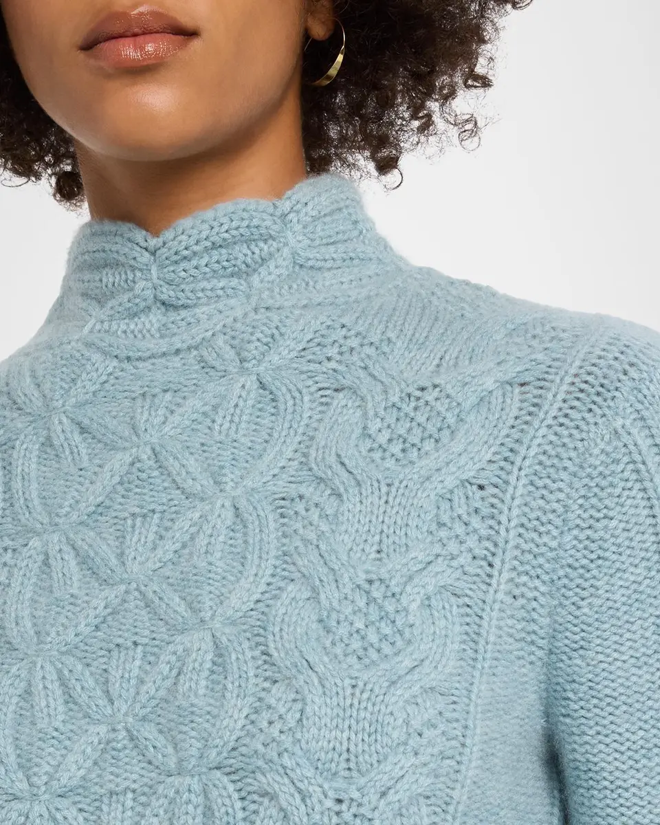 TSE Cashmere Cashmere Mixed Cable-Knit Mock-Neck Sweater | Thumbnail 5 TSE Cashmere Cashmere Mixed Cable-Knit Mock-Neck Sweater | Thumbnail 5