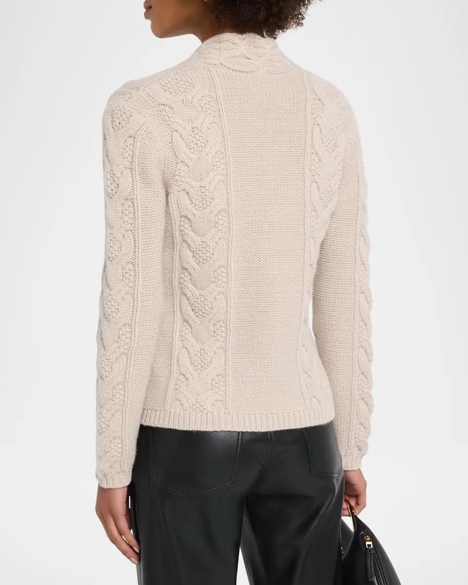 TSE Cashmere Button-Front Aran Knit Cardigan | Thumbnail 3