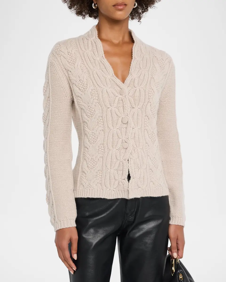 TSE Cashmere Button-Front Aran Knit Cardigan | Thumbnail 4