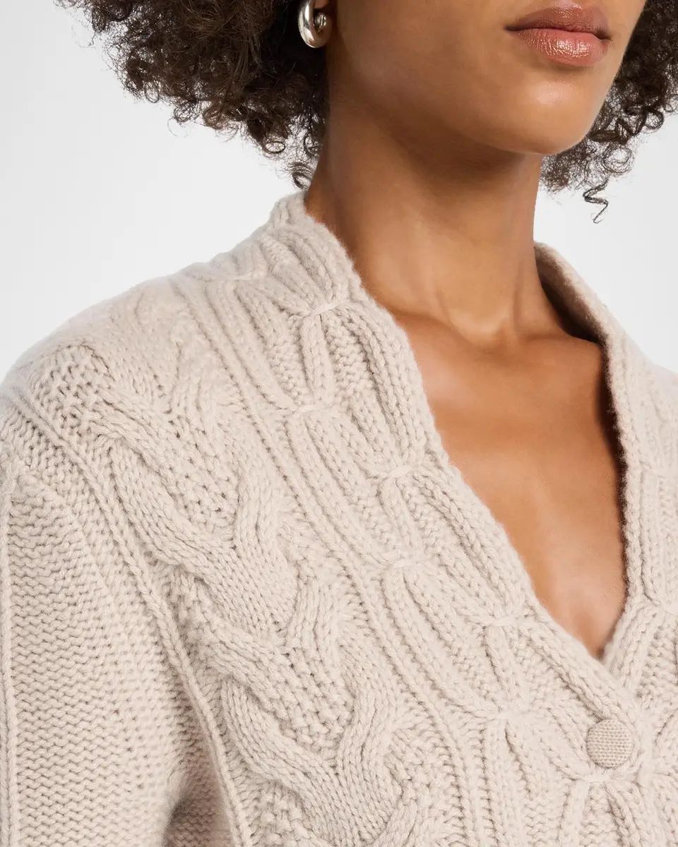 TSE Cashmere Button-Front Aran Knit Cardigan | Thumbnail 5