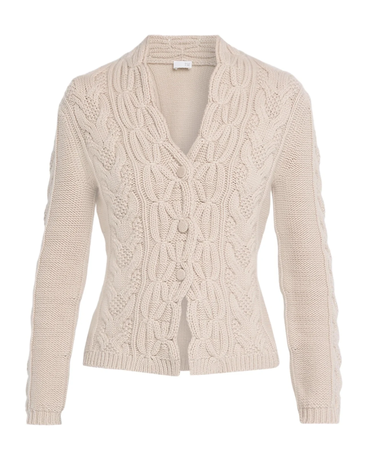 TSE Cashmere Button-Front Aran Knit Cardigan