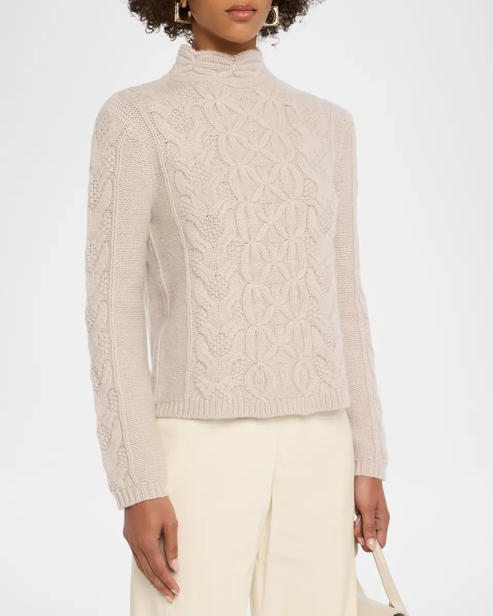 TSE Cashmere Cashmere Mixed Cable-Knit Mock-Neck Sweater | Thumbnail 4 TSE Cashmere Cashmere Mixed Cable-Knit Mock-Neck Sweater | Thumbnail 4