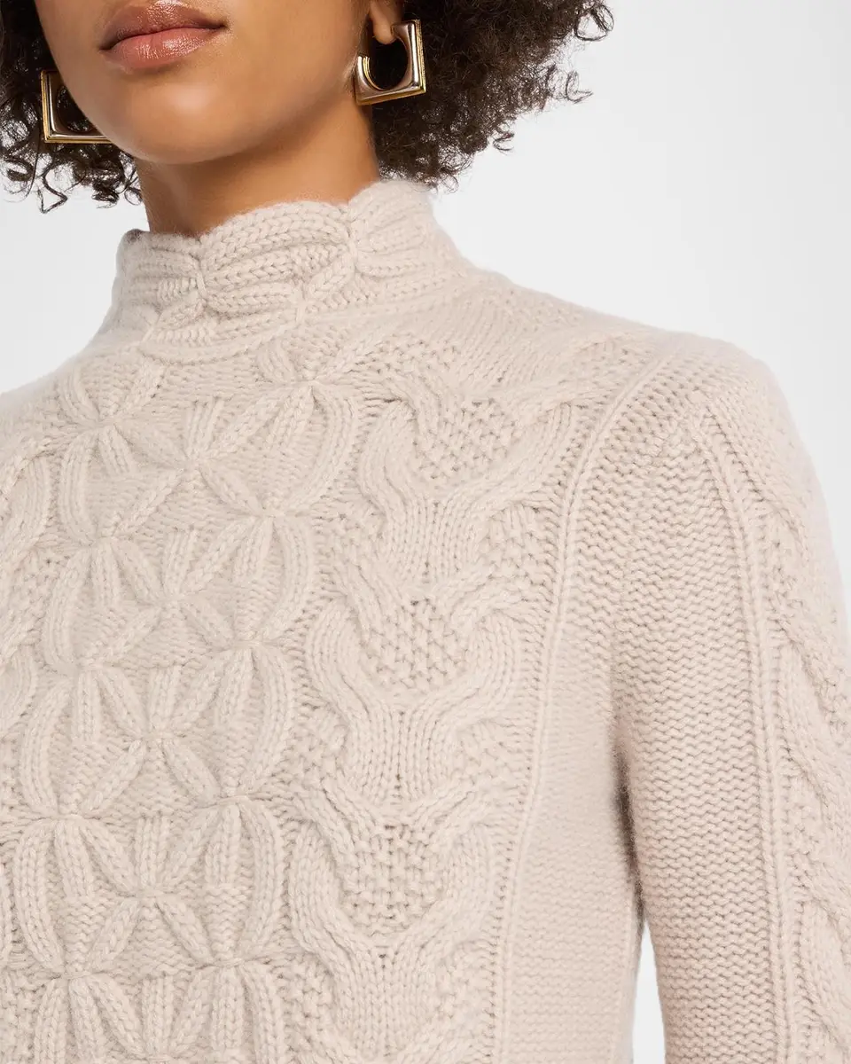 TSE Cashmere Cashmere Mixed Cable-Knit Mock-Neck Sweater | Thumbnail 5 TSE Cashmere Cashmere Mixed Cable-Knit Mock-Neck Sweater | Thumbnail 5