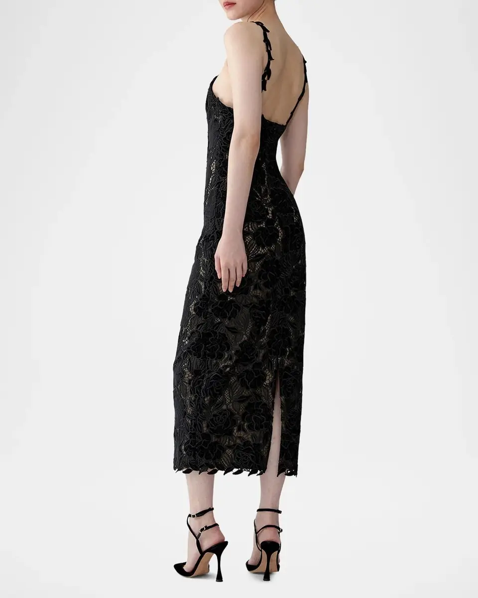 Carolina Herrera Floral Lace Halter Pencil Dress | Thumbnail 3