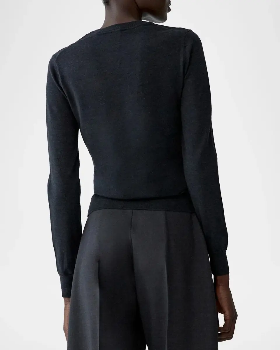 Carolina Herrera Floral Embroidered Crewneck Wool Sweater | Thumbnail 3 Carolina Herrera Floral Embroidered Crewneck Wool Sweater | Thumbnail 3
