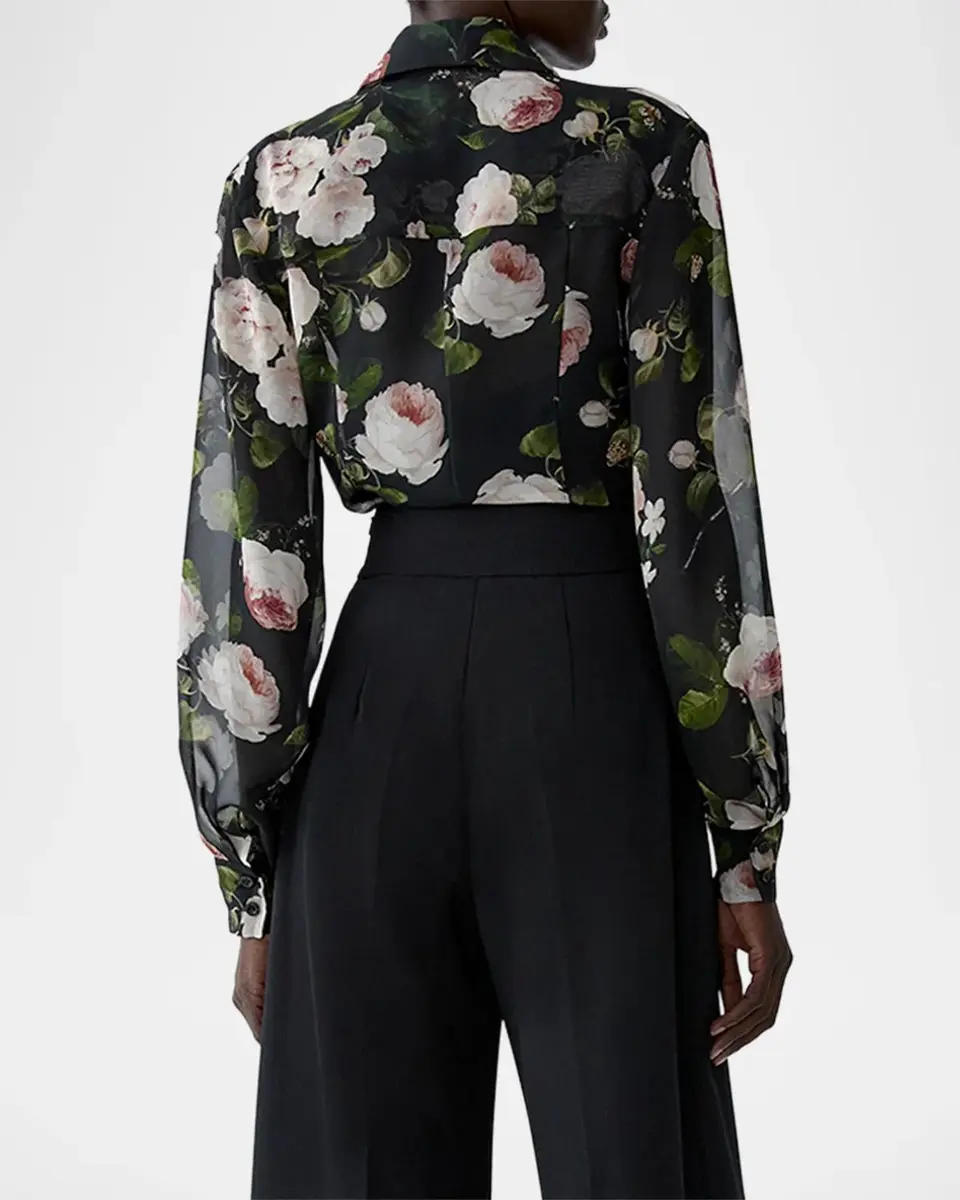 Carolina Herrera Isabella Rose Chiffon Shirt | Thumbnail 3 Carolina Herrera Isabella Rose Chiffon Shirt | Thumbnail 3