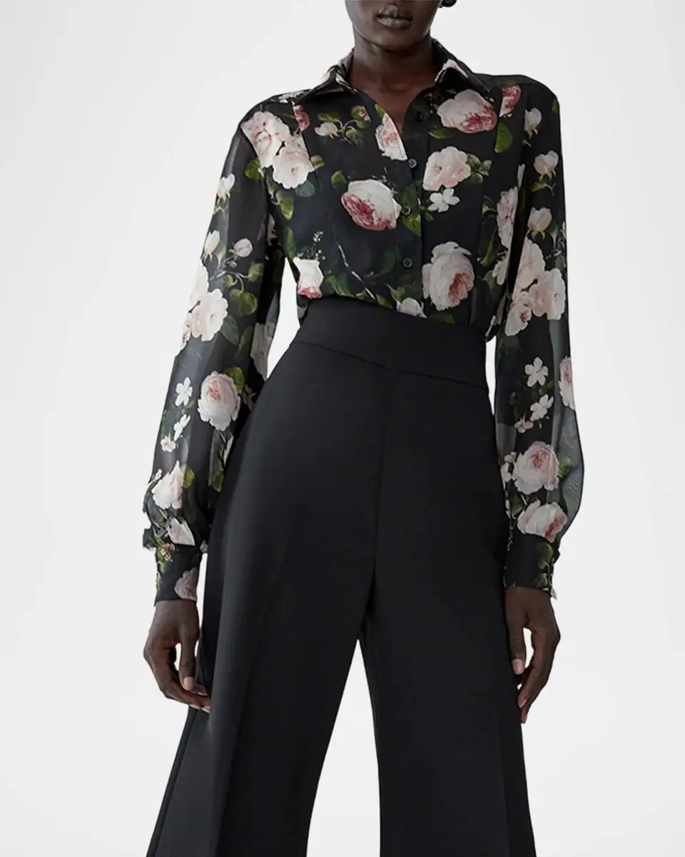 Carolina Herrera Isabella Rose Chiffon Shirt | Thumbnail 4 Carolina Herrera Isabella Rose Chiffon Shirt | Thumbnail 4