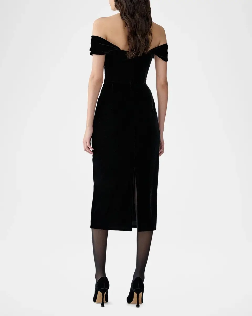 Carolina Herrera Velvet Off-Shoulder Midi Dress | Thumbnail 3 Carolina Herrera Velvet Off-Shoulder Midi Dress | Thumbnail 3