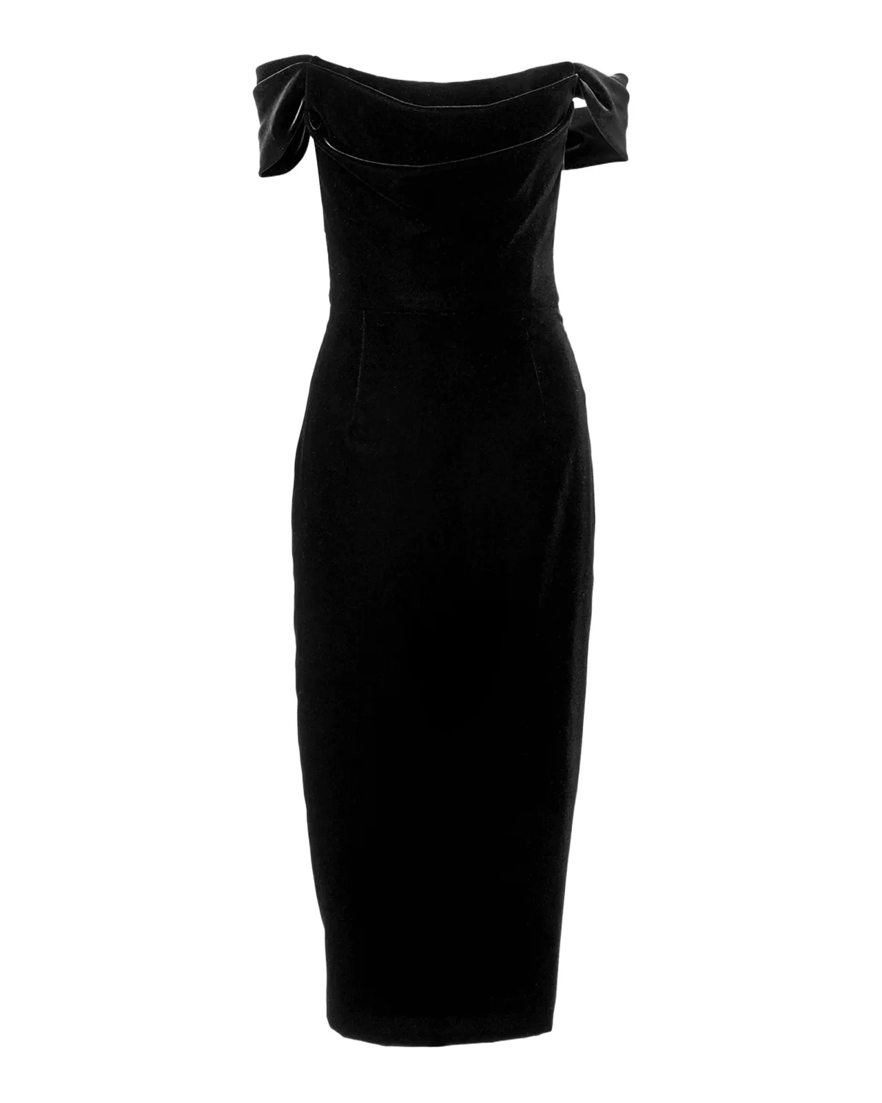 Velvet Off-Shoulder Midi Dress