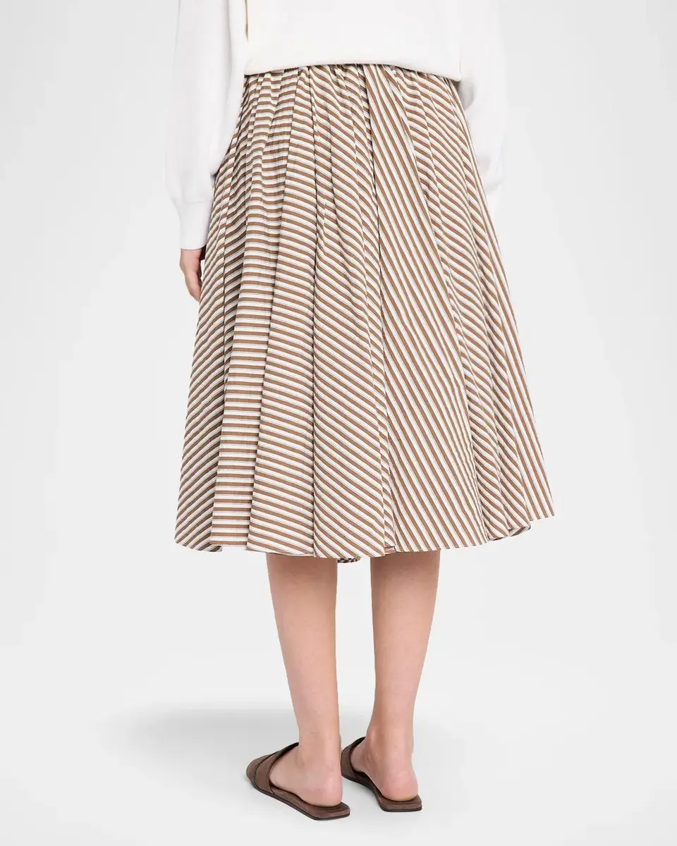Brunello Cucinelli Stripe Cotton Poplin Midi Circle Skirt | Thumbnail 3 Brunello Cucinelli Stripe Cotton Poplin Midi Circle Skirt | Thumbnail 3