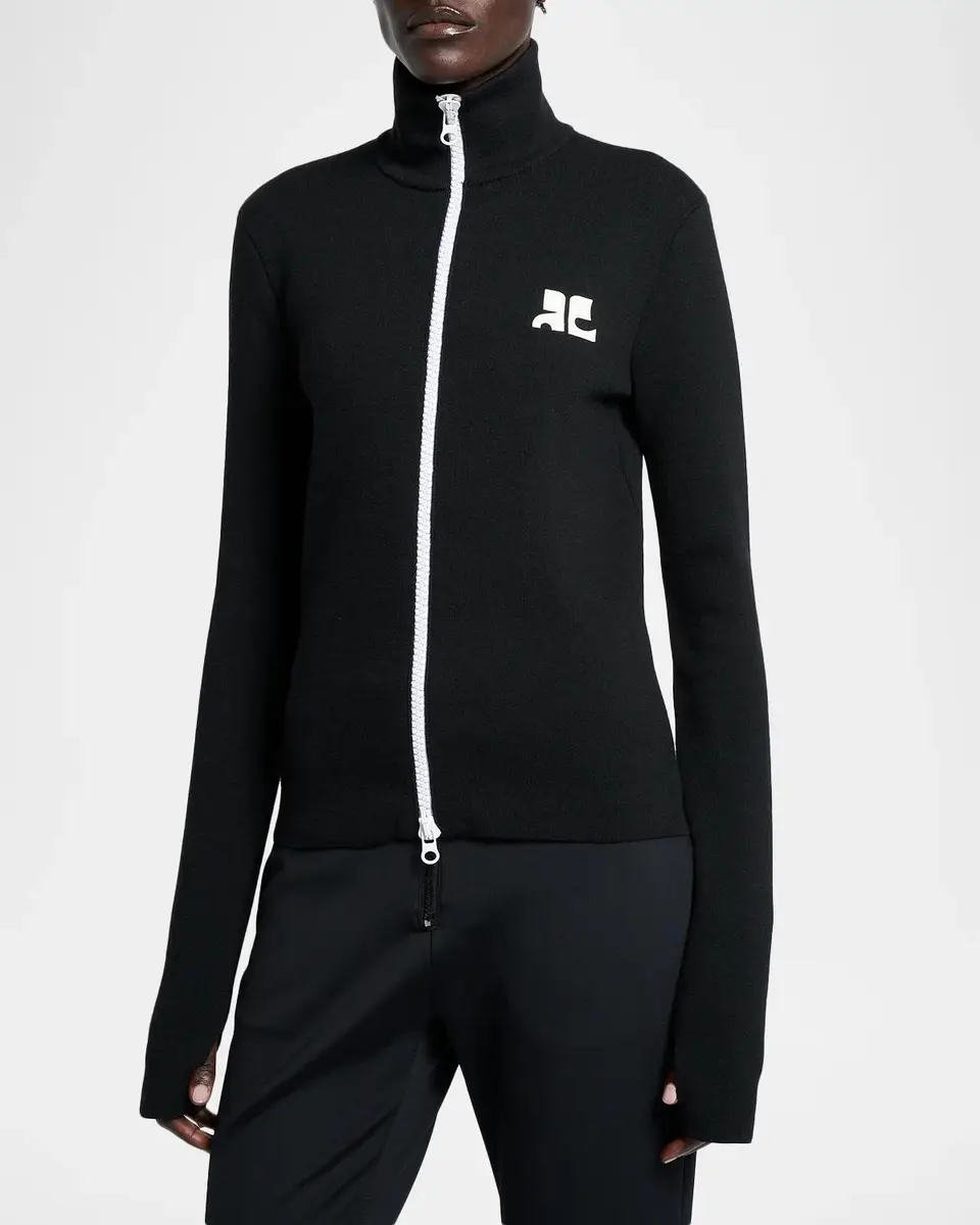 Courrèges Bicolor Jersey Zip-Up Track Jacket | Thumbnail 4 Courrèges Bicolor Jersey Zip-Up Track Jacket | Thumbnail 4