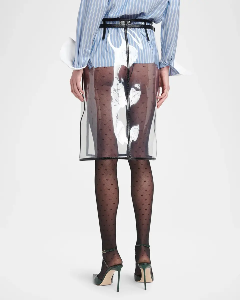 Tom Ford Glass-Effect Techno Leather-Trim Belted Wrap Skirt | Thumbnail 3