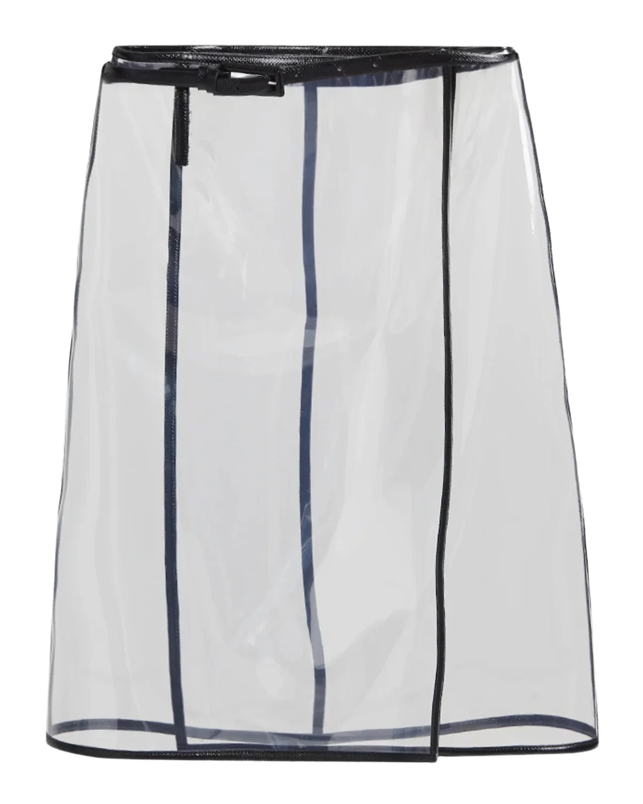 Tom Ford Glass-Effect Techno Leather-Trim Belted Wrap Skirt