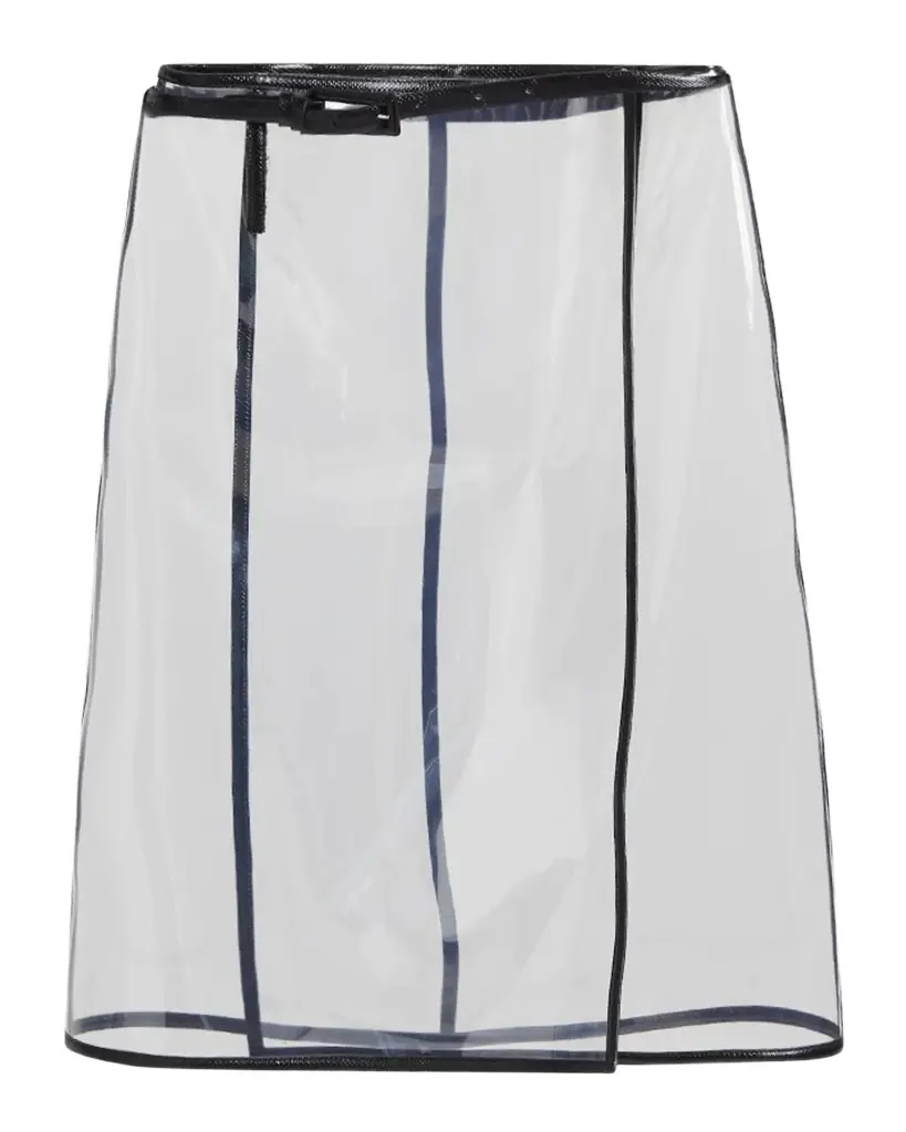 Tom Ford Glass-Effect Techno Leather-Trim Belted Wrap Skirt