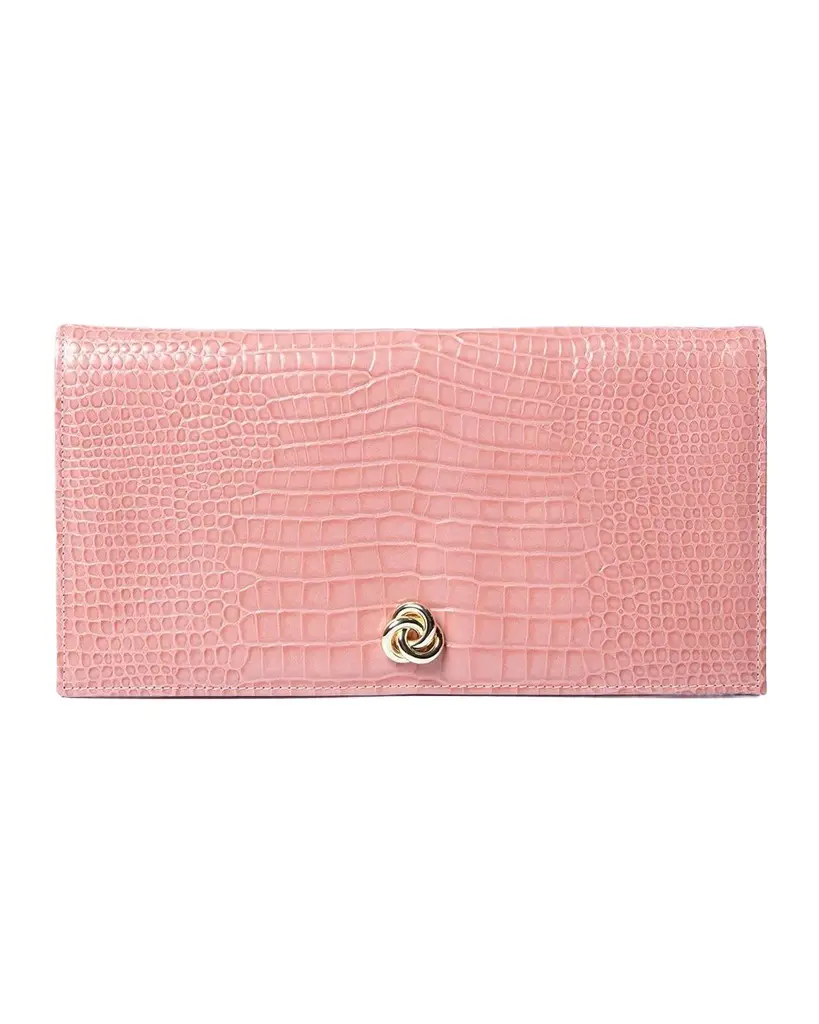 Eloise Croc-Embossed Leather Clutch Bag