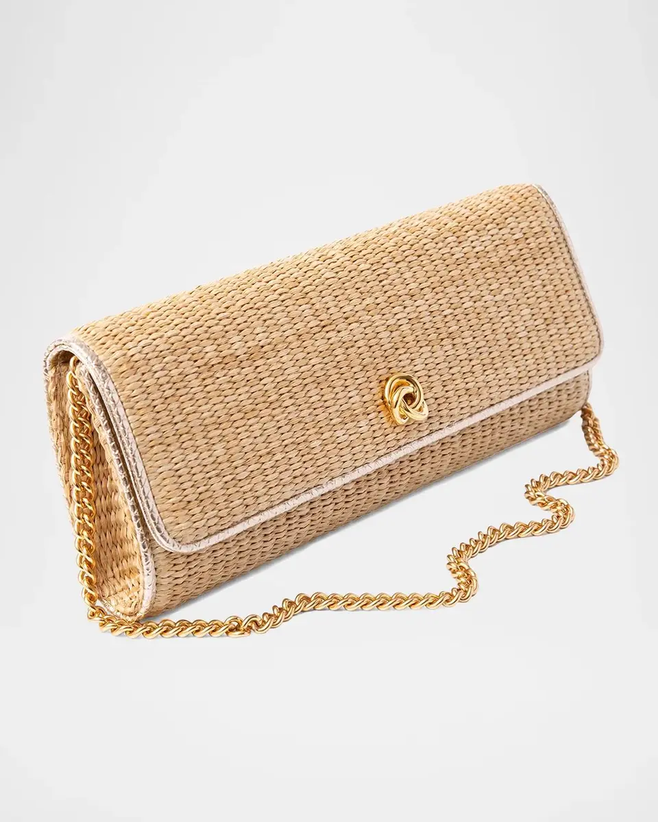 MICHELLE WILHITE Robbie Woven Raffia Clutch Bag | Thumbnail 2