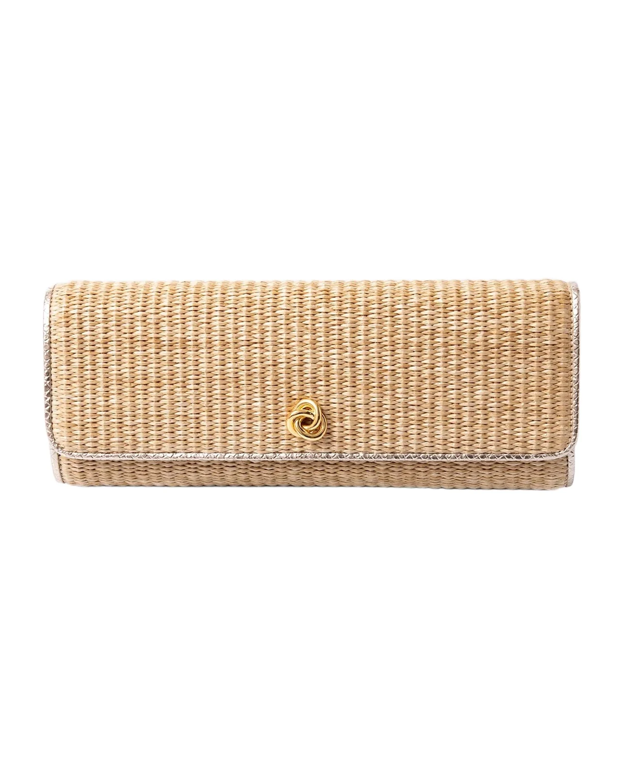 MICHELLE WILHITE Robbie Woven Raffia Clutch Bag