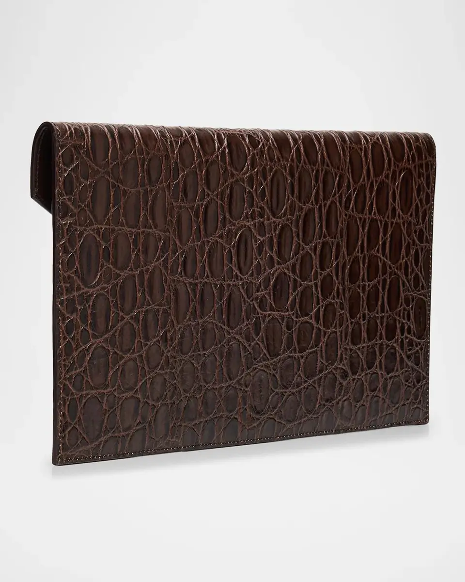 Saint Laurent Paris Crocodile-Embossed Leather Pochette | Thumbnail 3