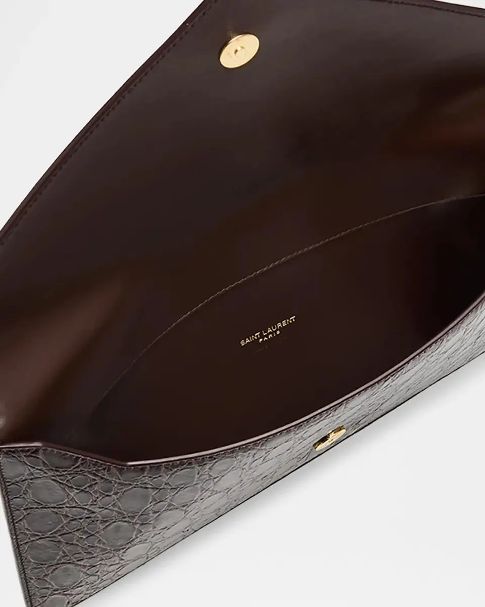 Saint Laurent Paris Crocodile-Embossed Leather Pochette | Thumbnail 4