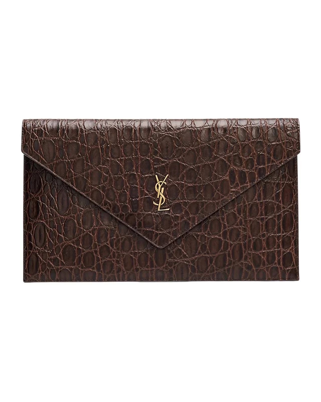 Saint Laurent Paris Crocodile-Embossed Leather Pochette