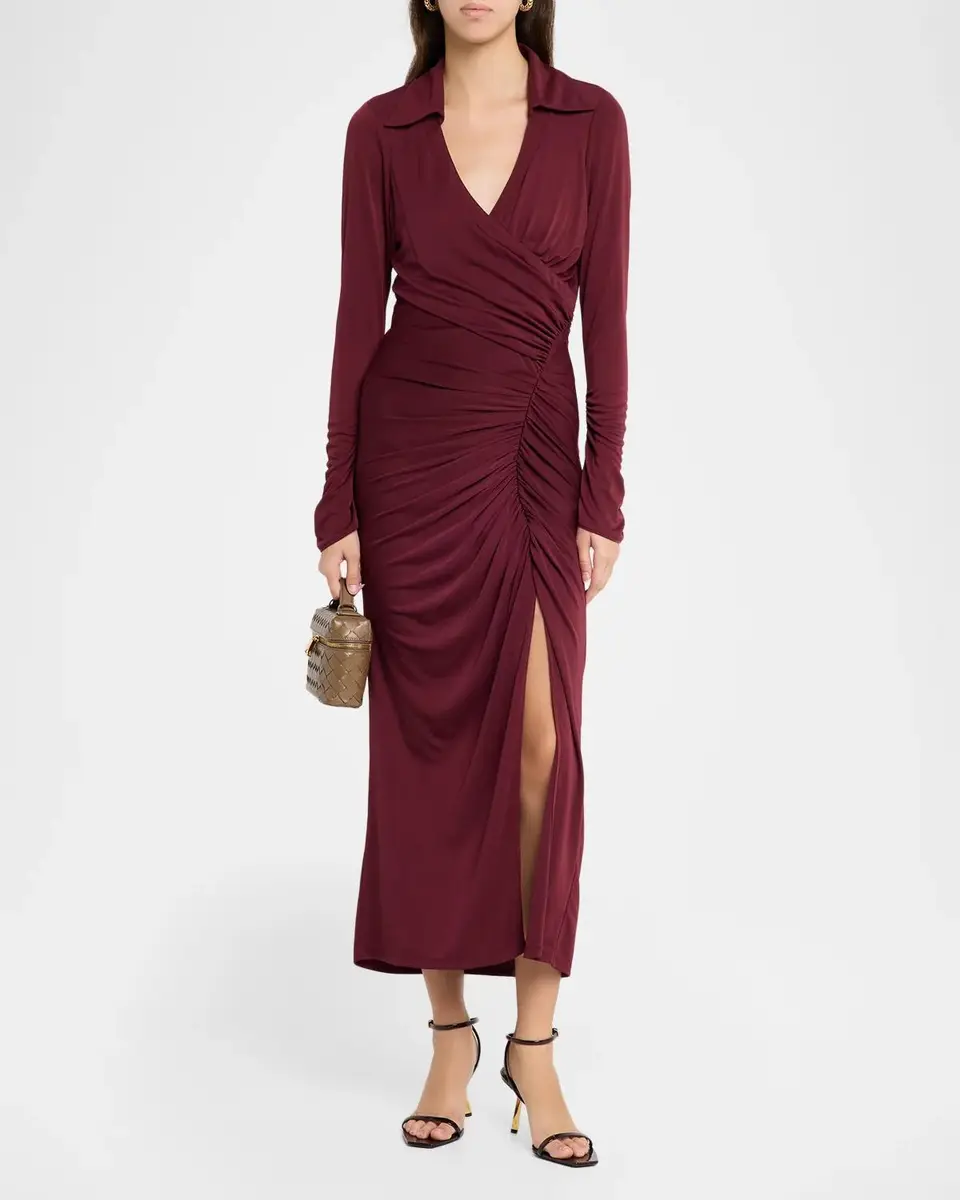 Cinq à Sept Fabia Gathered Long-Sleeve Dress | Thumbnail 2 Cinq à Sept Fabia Gathered Long-Sleeve Dress | Thumbnail 2