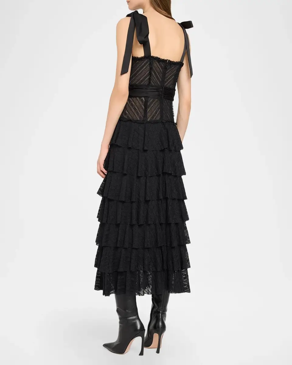 Cinq à Sept Sabrina Lace Tie-Shoulder Midi Dress | Thumbnail 3 Cinq à Sept Sabrina Lace Tie-Shoulder Midi Dress | Thumbnail 3