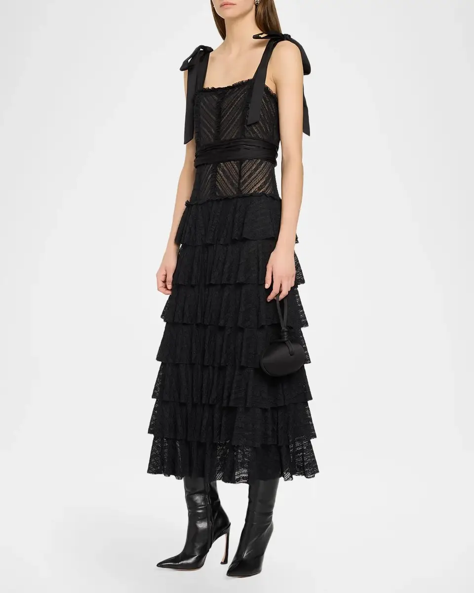 Cinq à Sept Sabrina Lace Tie-Shoulder Midi Dress | Thumbnail 4 Cinq à Sept Sabrina Lace Tie-Shoulder Midi Dress | Thumbnail 4