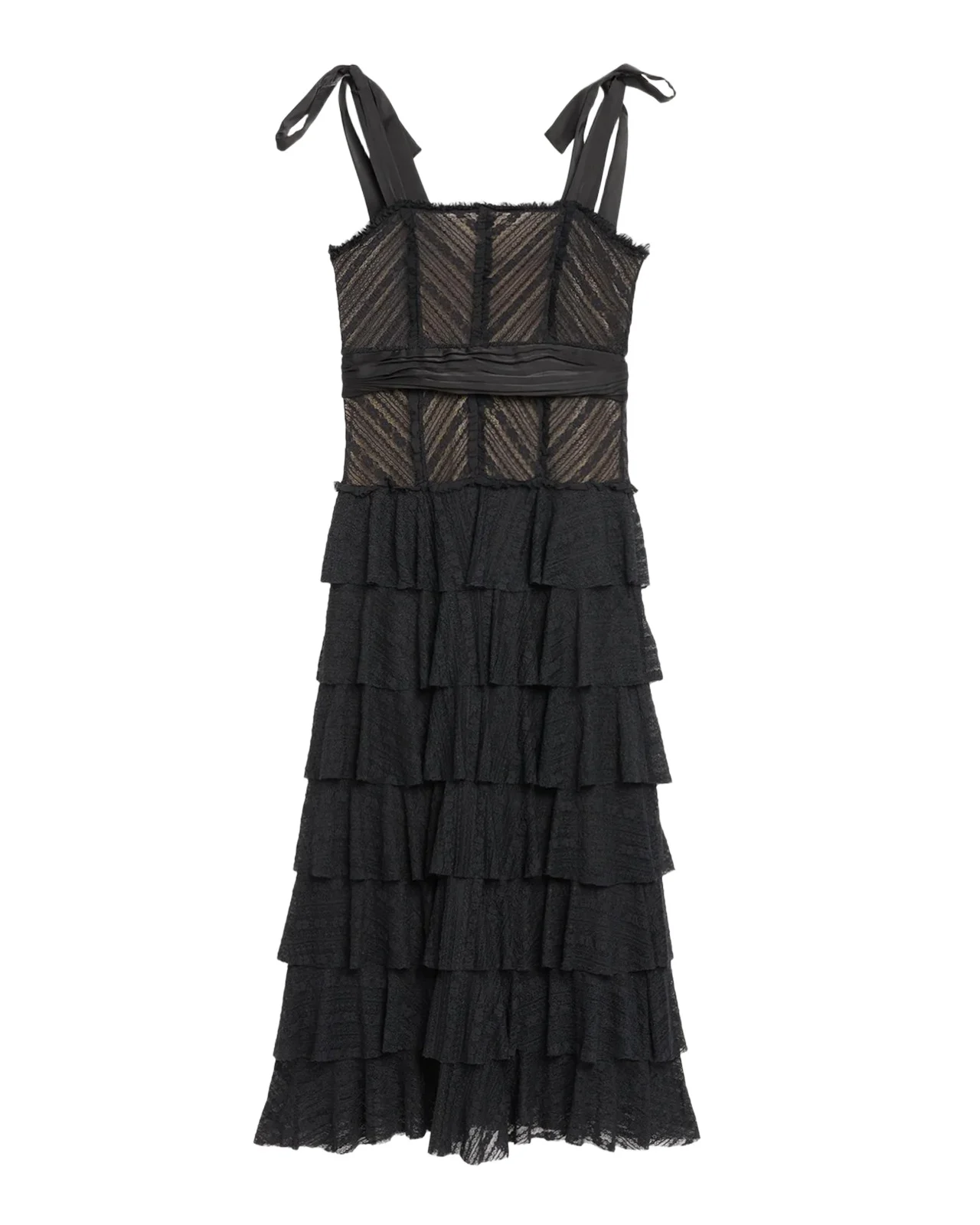 Sabrina Lace Tie-Shoulder Midi Dress Sabrina Lace Tie-Shoulder Midi Dress