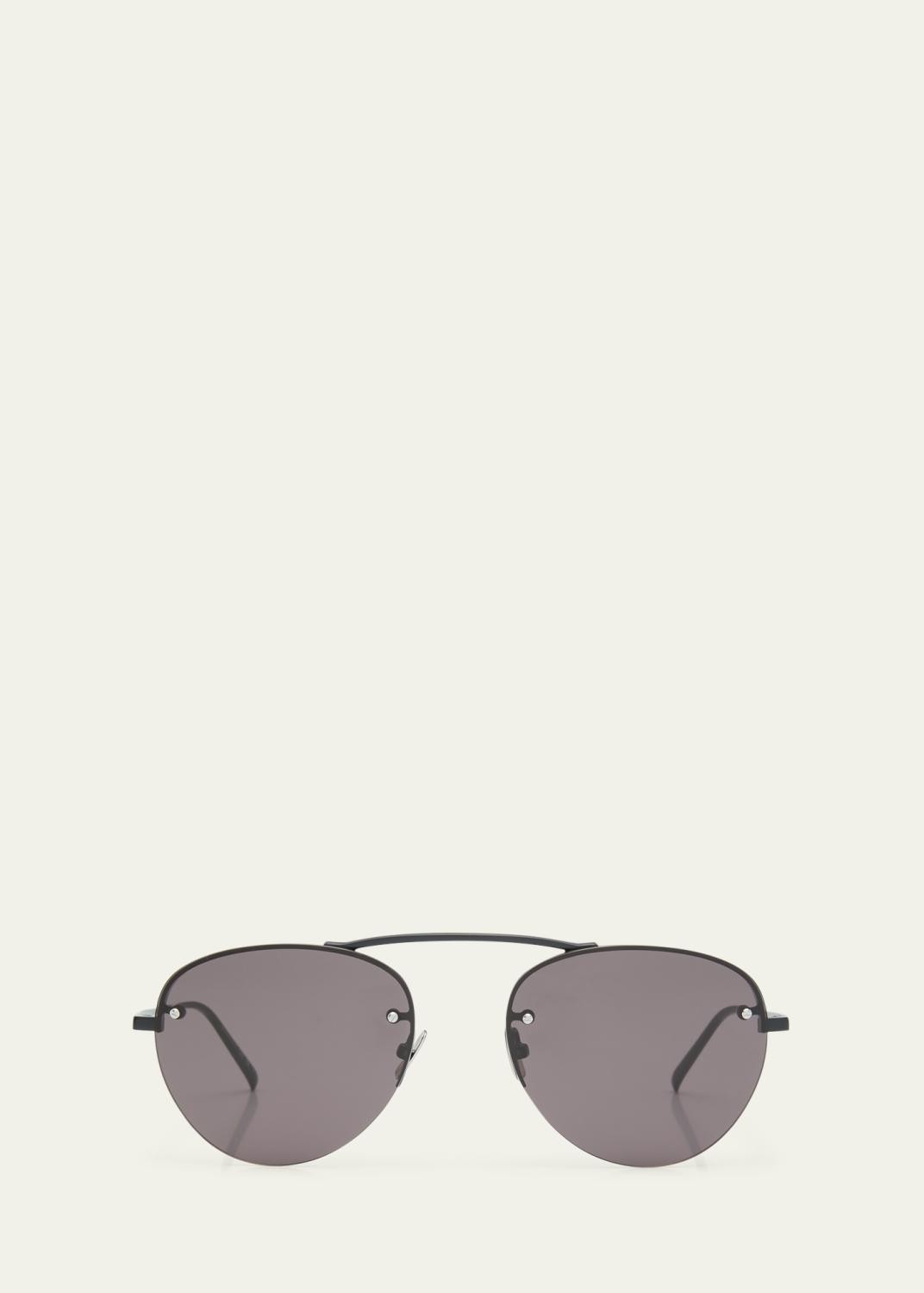 Saint Laurent Curved Zinc Alloy Aviator Sunglasses | Thumbnail 1 Saint Laurent Curved Zinc Alloy Aviator Sunglasses | Thumbnail 1