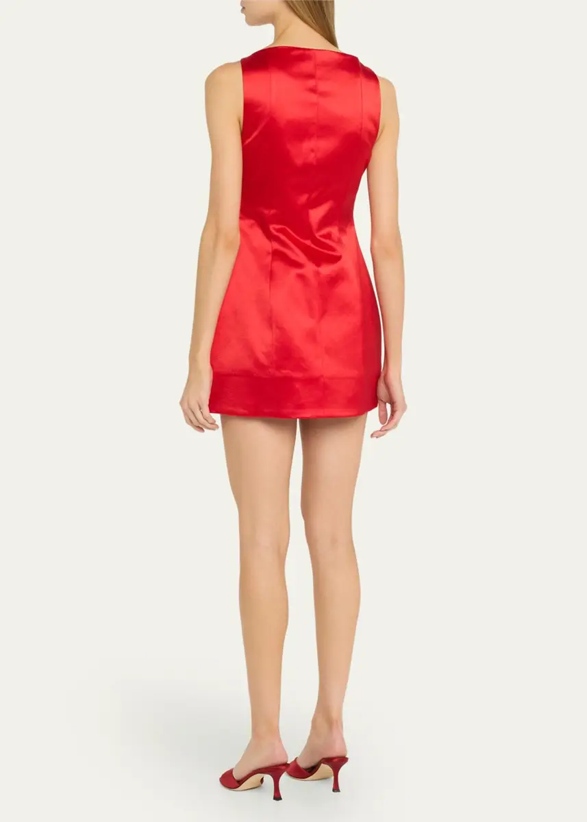 Retrofête Livie High-Neck Satin Mini Dress | Thumbnail 3 Retrofête Livie High-Neck Satin Mini Dress | Thumbnail 3