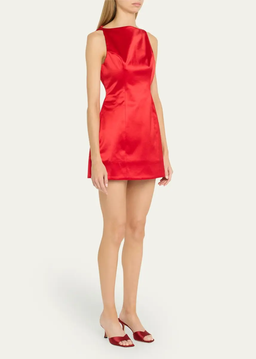 Retrofête Livie High-Neck Satin Mini Dress | Thumbnail 4 Retrofête Livie High-Neck Satin Mini Dress | Thumbnail 4