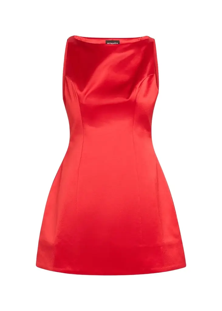 Livie High-Neck Satin Mini Dress