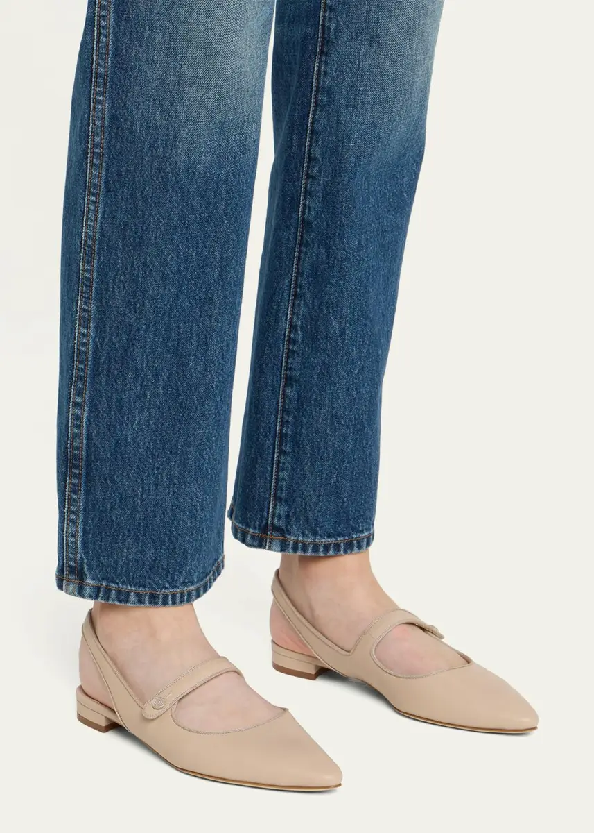 Manolo Blahnik Campari Leather Mary Jane Slingback Flats | Thumbnail 2 Manolo Blahnik Campari Leather Mary Jane Slingback Flats | Thumbnail 2