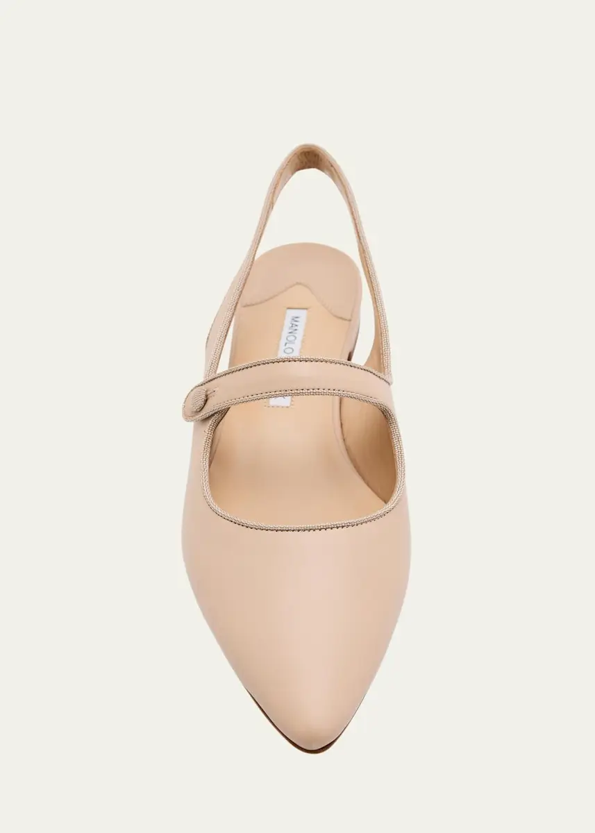 Manolo Blahnik Campari Leather Mary Jane Slingback Flats | Thumbnail 5 Manolo Blahnik Campari Leather Mary Jane Slingback Flats | Thumbnail 5