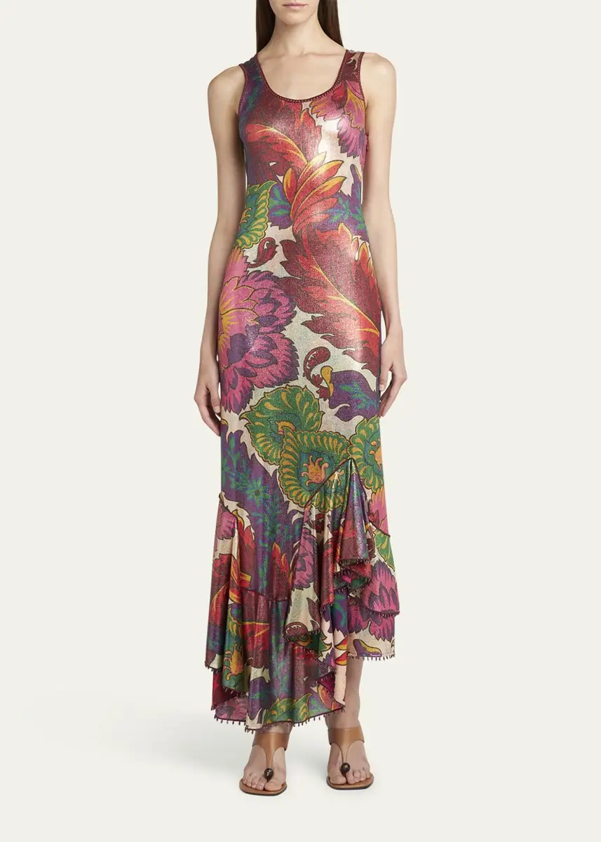 Etro Metallic Printed Sleeveless Maxi Dress | Thumbnail 2 Etro Metallic Printed Sleeveless Maxi Dress | Thumbnail 2