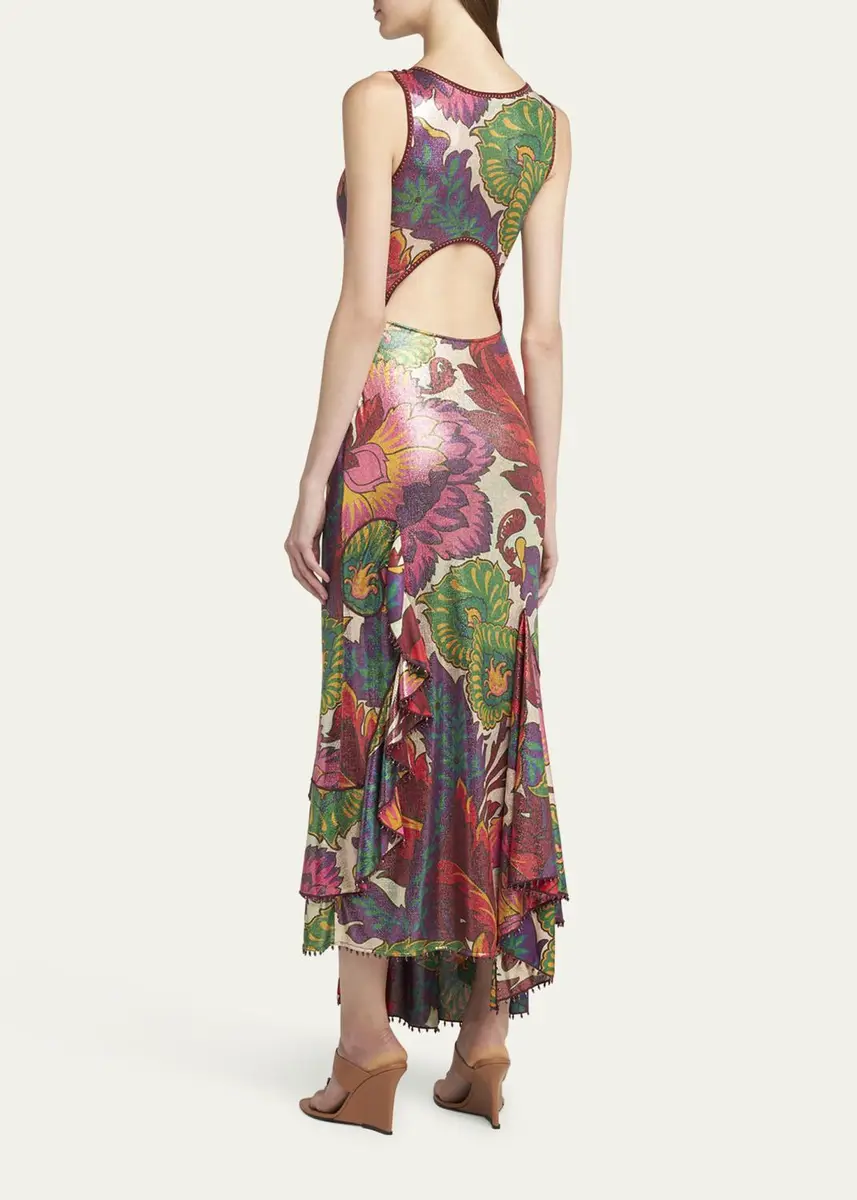 Etro Metallic Printed Sleeveless Maxi Dress | Thumbnail 3 Etro Metallic Printed Sleeveless Maxi Dress | Thumbnail 3