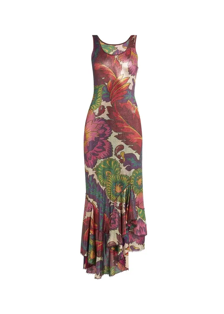 Metallic Printed Sleeveless Maxi Dress Metallic Printed Sleeveless Maxi Dress