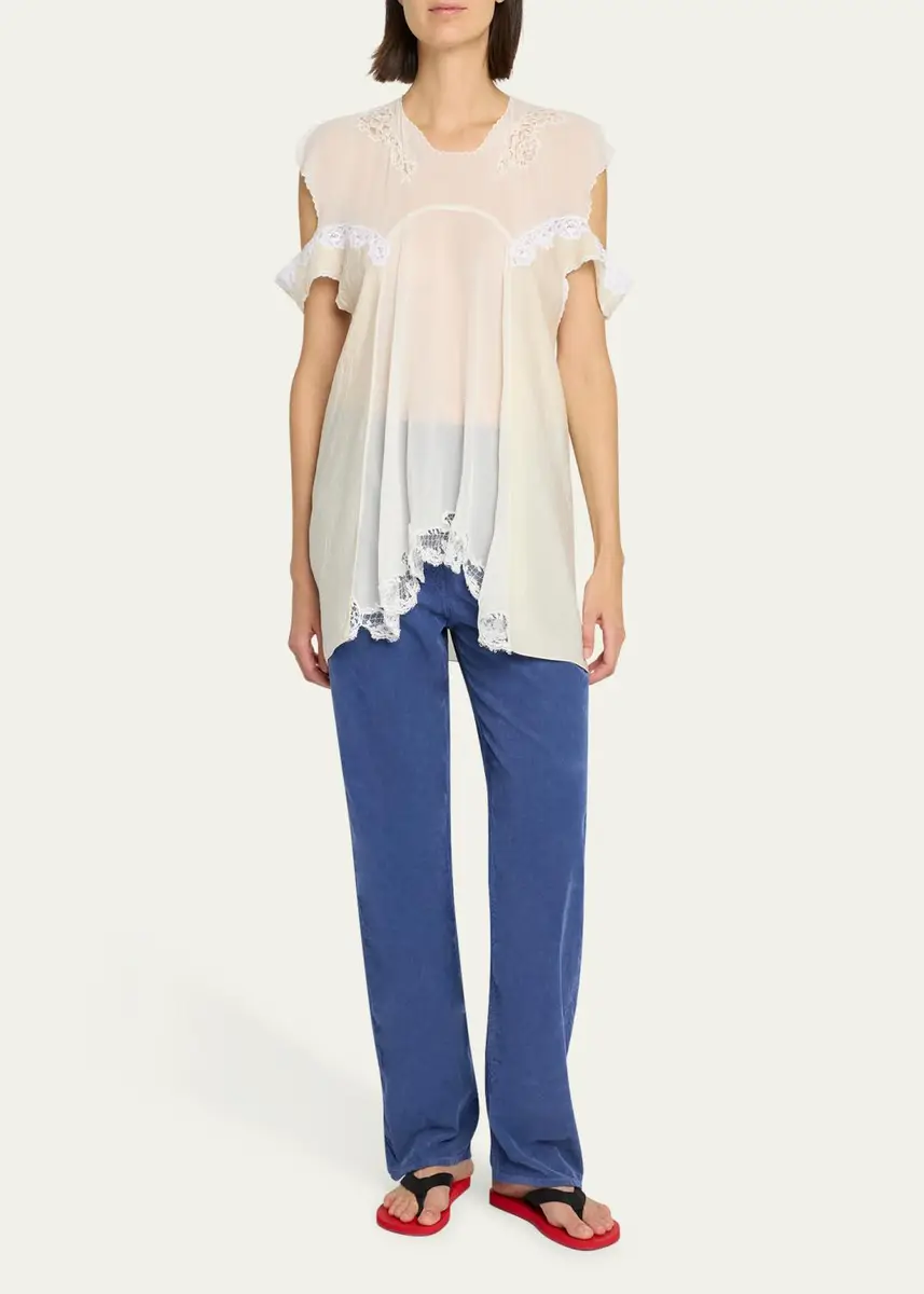 The Row Desy Lace Cold-Shoulder Top | Thumbnail 2 The Row Desy Lace Cold-Shoulder Top | Thumbnail 2