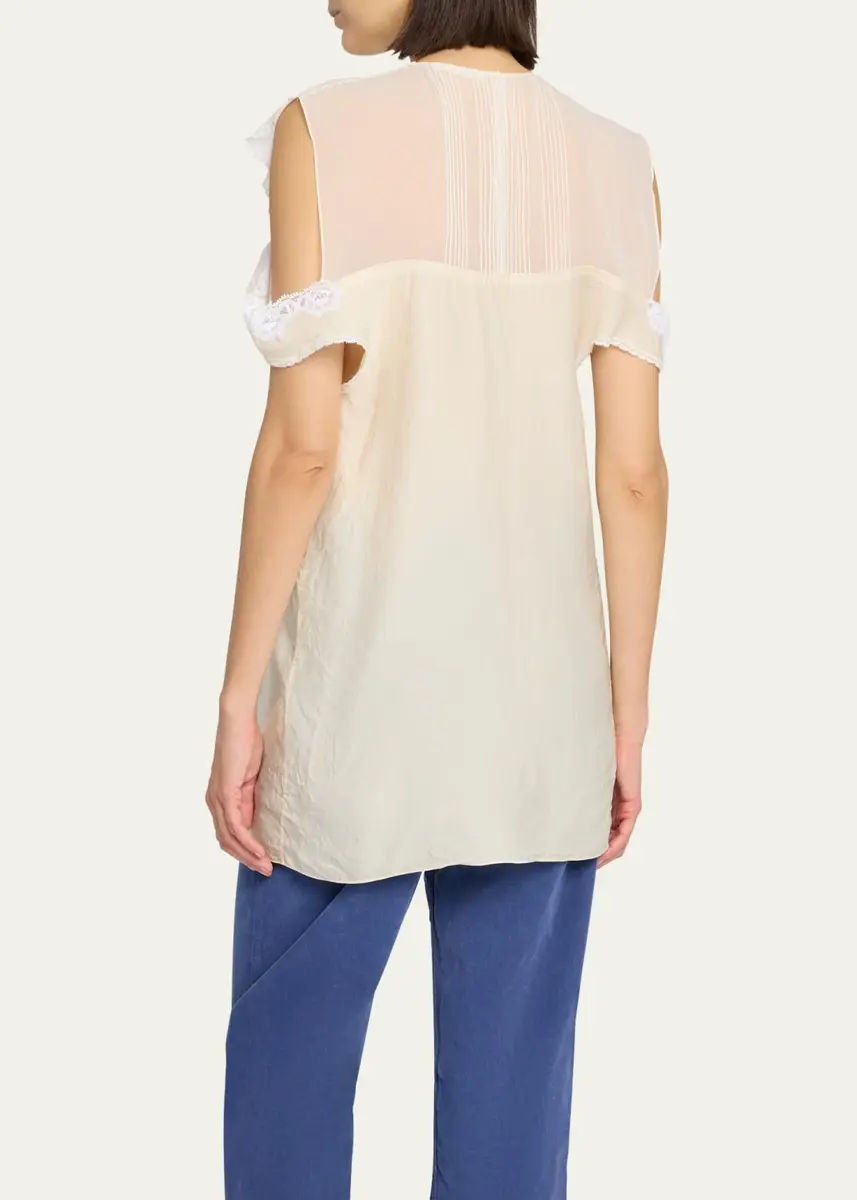 The Row Desy Lace Cold-Shoulder Top | Thumbnail 3 The Row Desy Lace Cold-Shoulder Top | Thumbnail 3