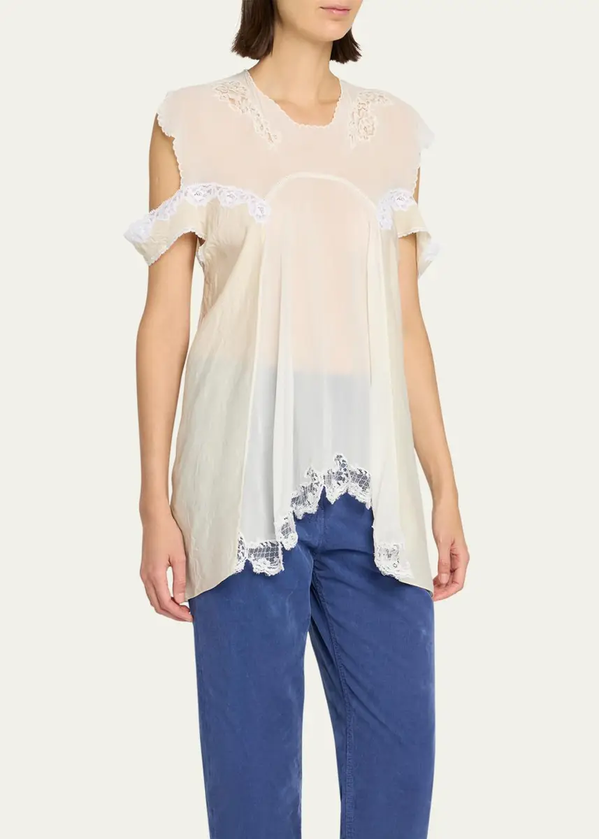 The Row Desy Lace Cold-Shoulder Top | Thumbnail 4 The Row Desy Lace Cold-Shoulder Top | Thumbnail 4