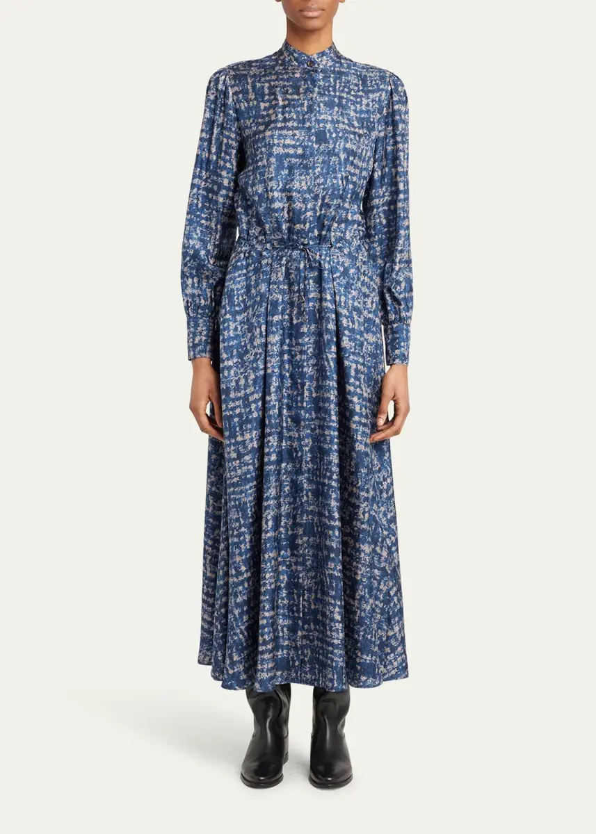 Kiton Printed Drawstring Silk Maxi Dress | Thumbnail 2 Kiton Printed Drawstring Silk Maxi Dress | Thumbnail 2