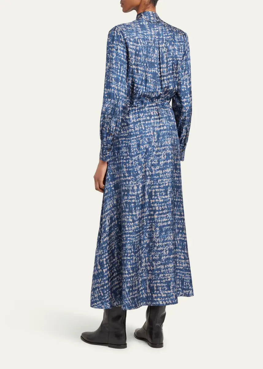 Kiton Printed Drawstring Silk Maxi Dress | Thumbnail 3 Kiton Printed Drawstring Silk Maxi Dress | Thumbnail 3