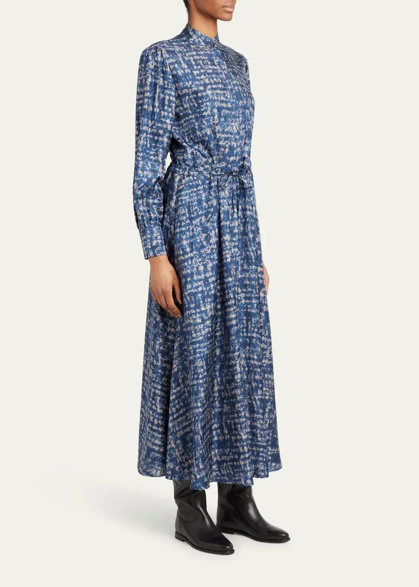 Kiton Printed Drawstring Silk Maxi Dress | Thumbnail 4 Kiton Printed Drawstring Silk Maxi Dress | Thumbnail 4