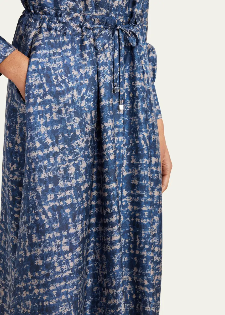 Kiton Printed Drawstring Silk Maxi Dress | Thumbnail 5 Kiton Printed Drawstring Silk Maxi Dress | Thumbnail 5