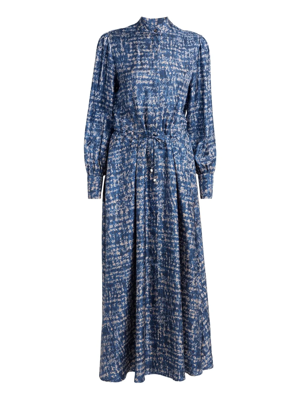 Kiton Printed Drawstring Silk Maxi Dress